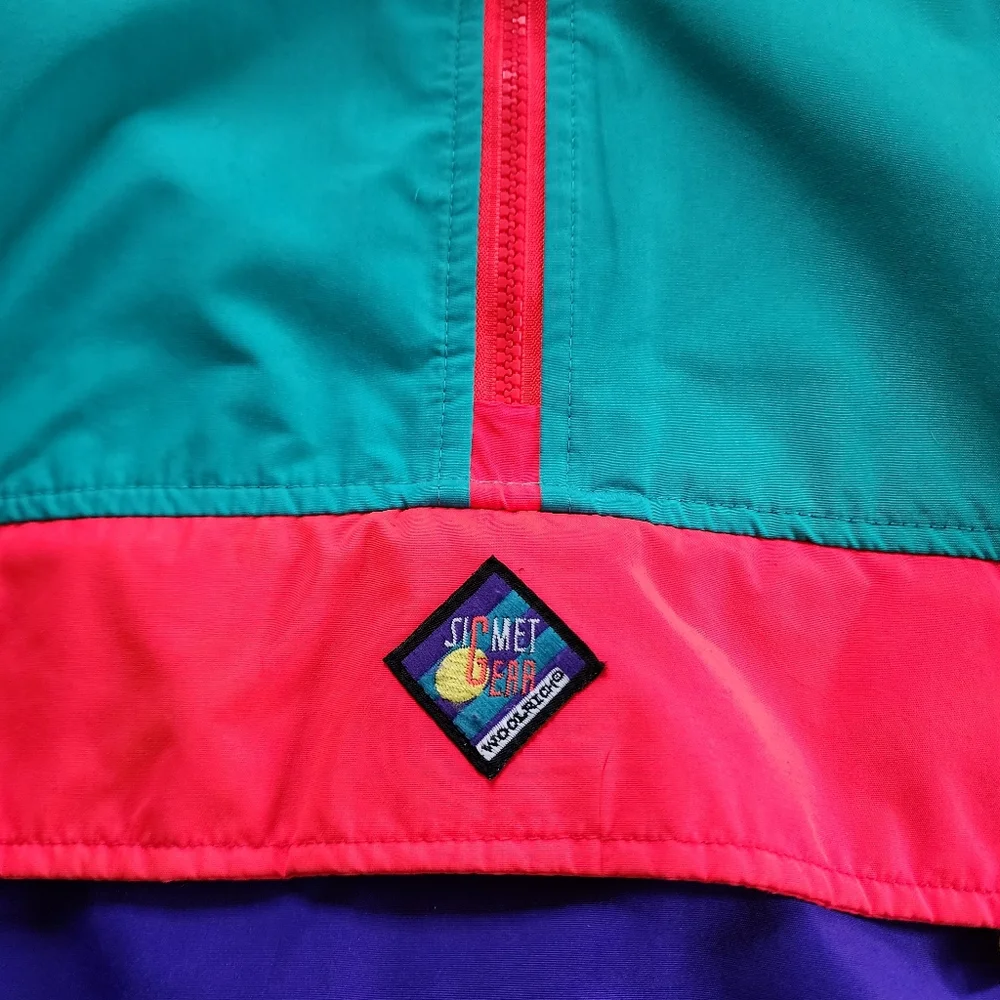 Woolrich Vintage 90s Colorblock Neon Windbreaker Sigmet Gear XL - Picture 3 of 9